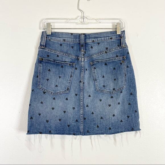 MADEWELL NWT Heart Print Stretch Denim Mini Skirt - Picture 8 of 8